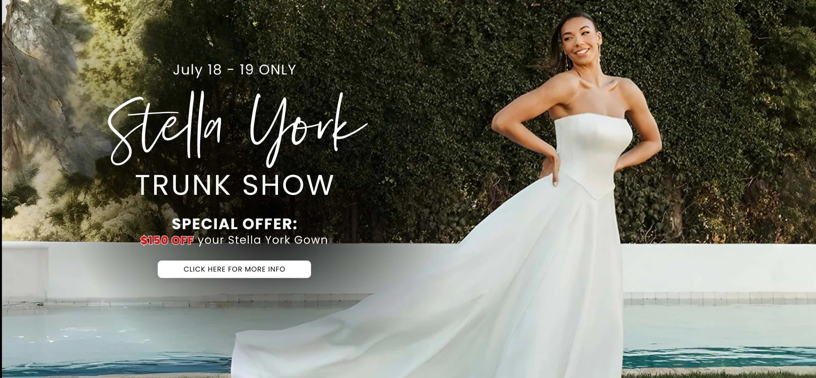 Model wearing Stella York 8091 bridal gown, desktop banner